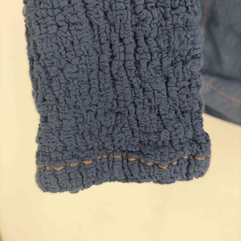 イッセイミヤケミー ISSEY MIYAKE me カリフラワー 切替 シワ加工 デニムジャケット レディース