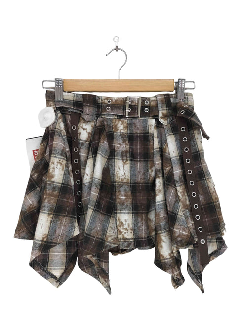 ベルト付チェックミニスカート Y2K レディース