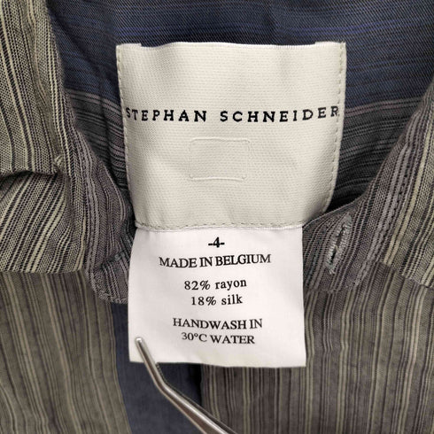 ステファンシュナイダー STEPHAN SCHNEIDER ベルギー製 シルク混 マルチカラー ストライプ L/S レーヨン シャツ メンズ 4