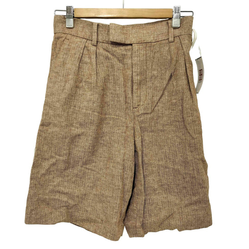 バナナリパブリック BANANA REPUBLIC コットンリネン ヘリンボーン タックショーツ グルカショーツ レディース JPN:2