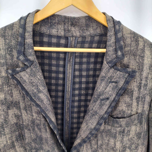 カットオフデザイン ピークドラペル ロングチェスターコート メンズ