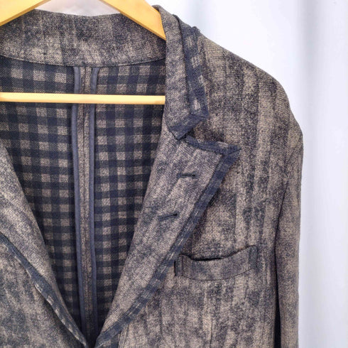 カットオフデザイン ピークドラペル ロングチェスターコート メンズ