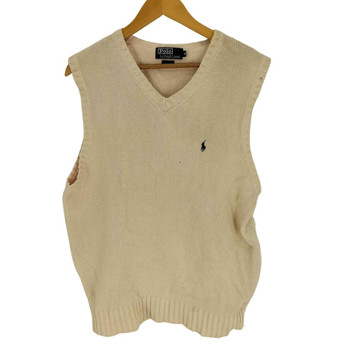 ポロバイラルフローレン Polo by RALPH LAUREN 90S ポニー刺繍 Vネック コットン ニット ベスト メンズ import:M