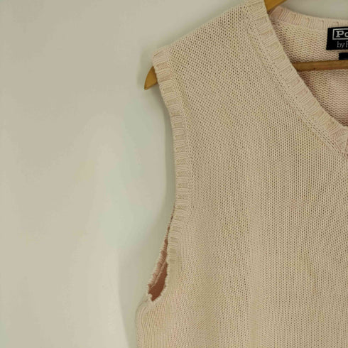 ポロバイラルフローレン Polo by RALPH LAUREN 90S ポニー刺繍 Vネック コットン ニット ベスト メンズ import:M