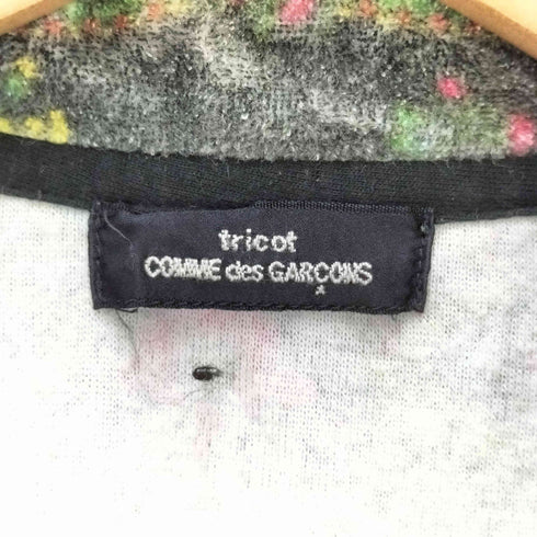 トリココムデギャルソン tricot COMME des GARCONS 丸襟 パイル地 切替花柄カーディガン レディース