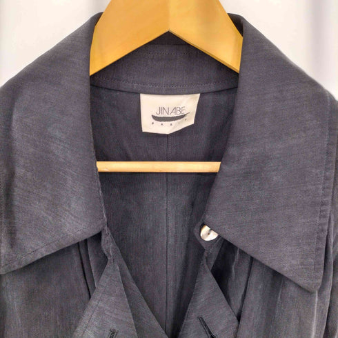JIN ABE 80s レーヨンドレープ シェルボタン トレンチコート domestic メンズ