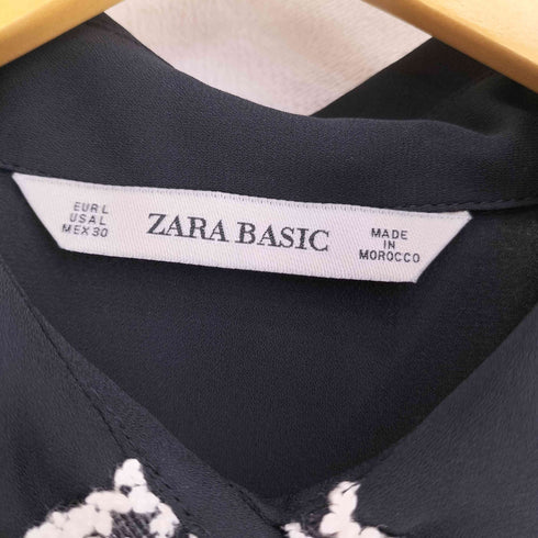 ザラ ZARA 襟ビジュー シアー L/S シャツ レディース import:L