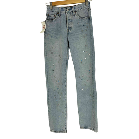 リーバイス Levis 5ポケット ボタンフライ 星 スタッズ ストレート デニム パンツ レディース W23L30