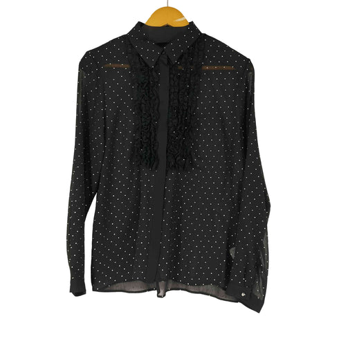 ザラ ZARA ビジューラインストーンフリルシアーブラウス レディース import:S