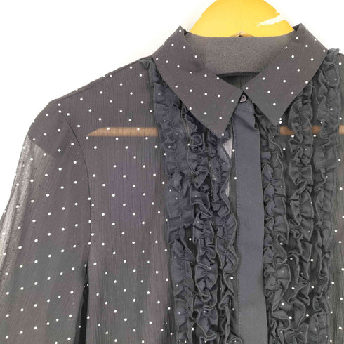 ザラ ZARA ビジューラインストーンフリルシアーブラウス レディース import:S