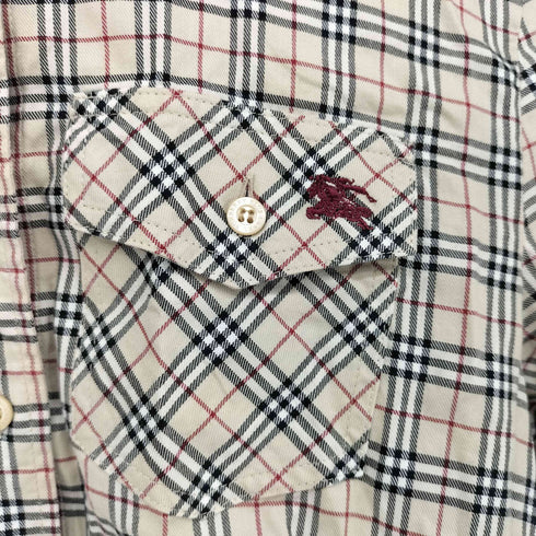 バーバリーブルーレーベル BURBERRY BLUE LABEL ホース刺繍 ノバチェック 長袖 シャツ レディース JPN:36
