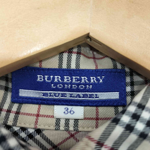 バーバリーブルーレーベル BURBERRY BLUE LABEL ホース刺繍 ノバチェック 長袖 シャツ レディース JPN:36