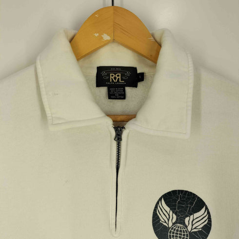 ダブルアールエルラルフローレン RRL RALPH LAUREN 復刻 1ツ星 黒タグ MILITALY HALFZIP SWEAT ウィング ボール クラック プリント ハーフジップスウェット メンズ import:S