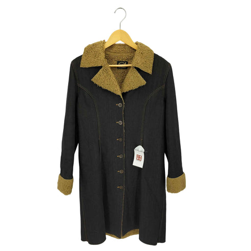 expensive イタリア製 カーブデザイン 裏地ボア デニムコート レディース 46