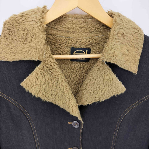 expensive イタリア製 カーブデザイン 裏地ボア デニムコート レディース 46