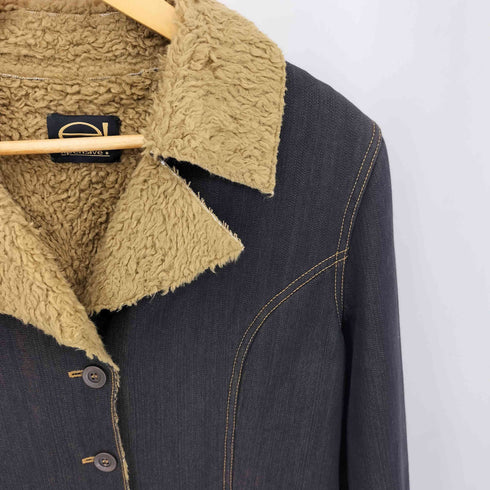 expensive イタリア製 カーブデザイン 裏地ボア デニムコート レディース 46