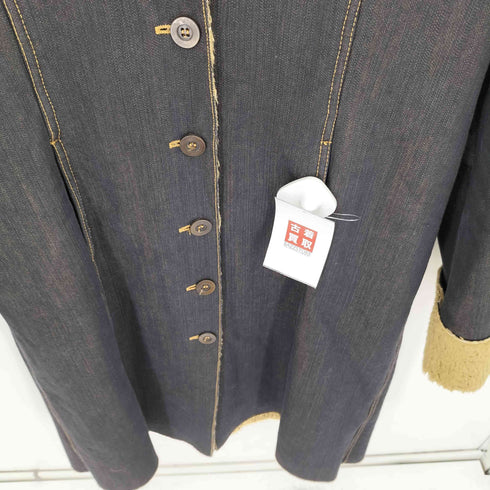 expensive イタリア製 カーブデザイン 裏地ボア デニムコート レディース 46