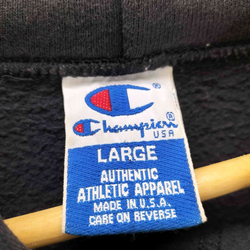 チャンピオン Champion 90S USA製 スクリプトロゴ 刺繍タグ 袖目つき Vガゼット フーディー パーカー メンズ import:L