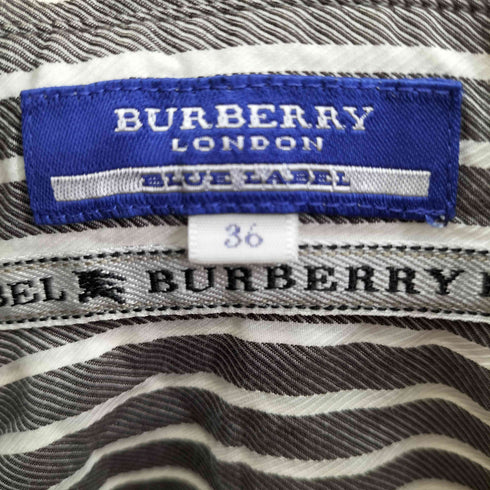 バーバリーブルーレーベル BURBERRY BLUE LABEL ワンポイント刺繍 ストライプ S/S シャツ レディース 36