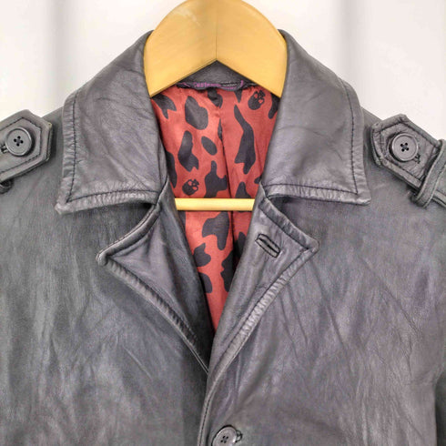カスタムカルチャー CUSTOM CULTURE GOAT スカルレオパードライニング ゴートスキン シングルロングテーラードジャケット Y2K メンズ 44