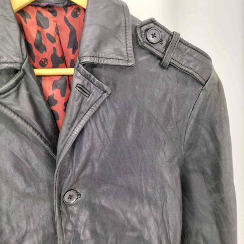 カスタムカルチャー CUSTOM CULTURE GOAT スカルレオパードライニング ゴートスキン シングルロングテーラードジャケット Y2K メンズ 44