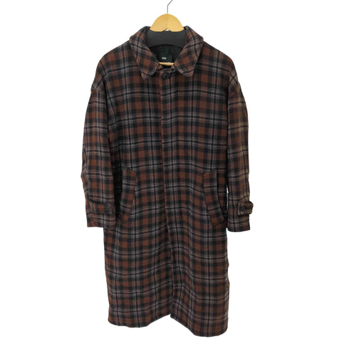 ハレ HARE チェック ステンカラー ウール混 コート メンズ JPN:S