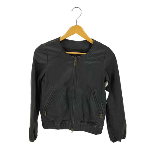 Lamb ノーカラー シングル ラムレザージャケット レディース 0