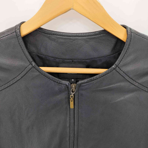 Lamb ノーカラー シングル ラムレザージャケット レディース 0