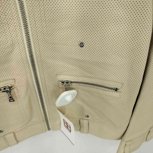 Lamb パンチングレザー シングルラムレザーライダース ジャケット レディース 38