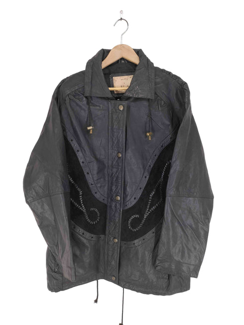 GENUINE LEATHER スエード切替デザインレザーコート レディース 22