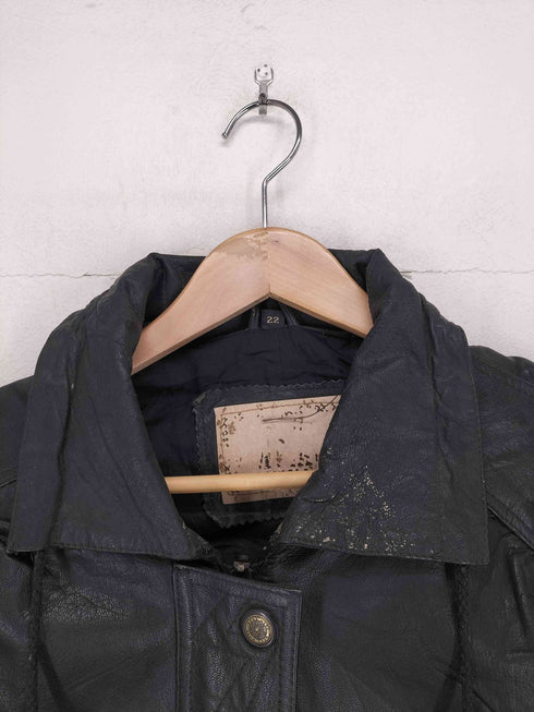 GENUINE LEATHER スエード切替デザインレザーコート レディース 22