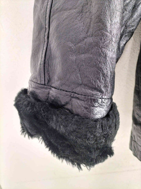 リアルレザーファー切替ショールカラーフーディーコート レディース 2X