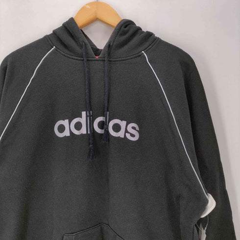 アディダス adidas 00S 万国旗タグ ショルダー パイピング ラグラン センター ロゴ プリント フーディー パーカー Y2K メンズ import:M