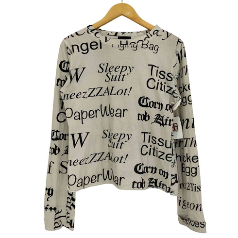 VENICE W メッセージ クルーネック 長袖カットソー レディース import:S