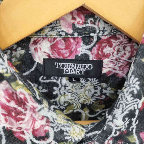 トルネードマート TORNADO MART エンブレム トライバル柄 長袖ドレスシャツ Y2K メンズ JPN:L