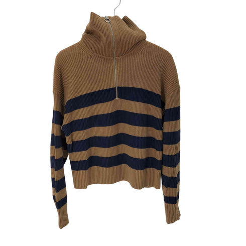 ギャップ Gap ボーダー柄 リングハーフジップ ハイネックコットンニット メンズ import:M