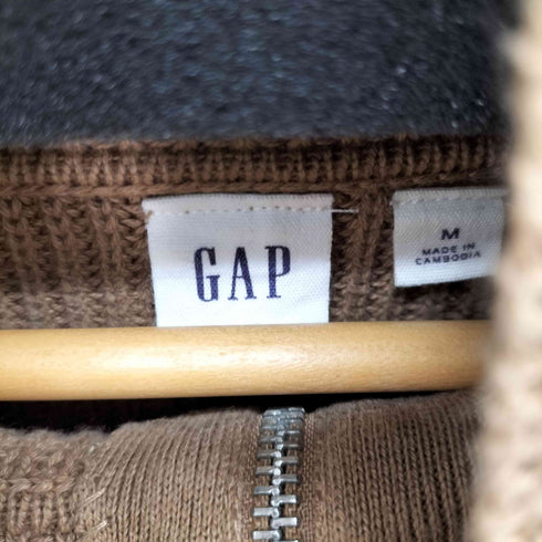 ギャップ Gap ボーダー柄 リングハーフジップ ハイネックコットンニット メンズ import:M