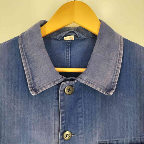 BLUE TWIST ドイツ製 ユーロ フレンチ リペア ヘリンボーン ワーク シャツ ジャケット メンズ EUR:48