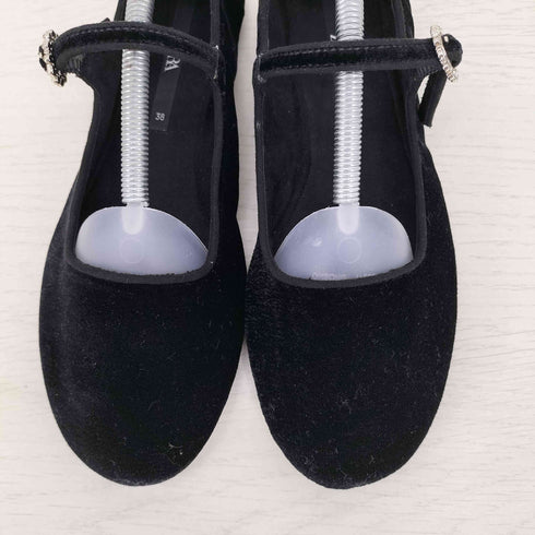 ザラ ZARA アンクルストラップ ベロア メリージェーンシューズ レディース EUR:38