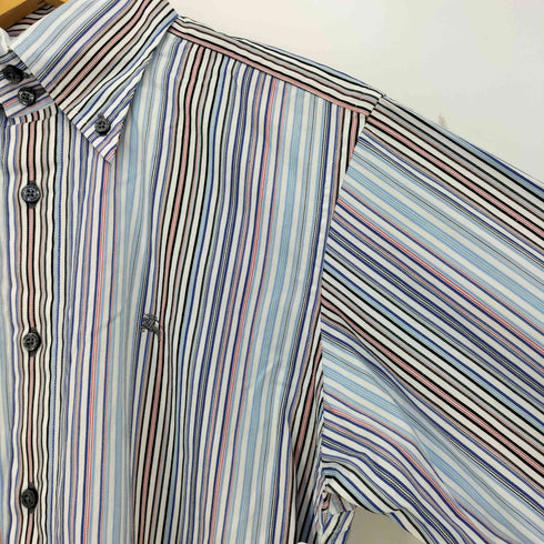 バーバリーブラックレーベル BURBERRY BLACK LABEL ロゴ刺繍 マルチカラーストライプ ボタンダウンシャツ メンズ 2