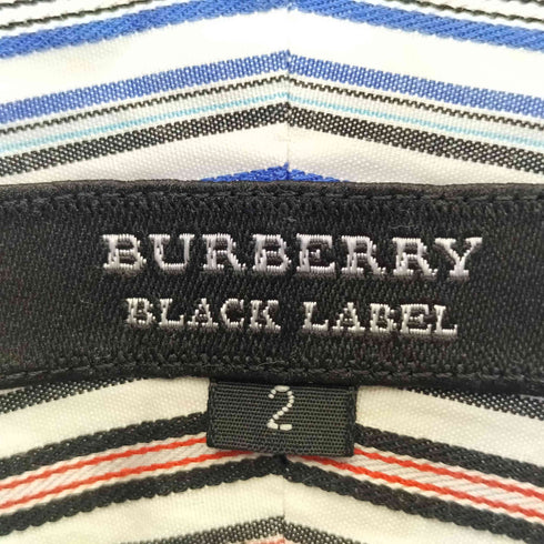 バーバリーブラックレーベル BURBERRY BLACK LABEL ロゴ刺繍 マルチカラーストライプ ボタンダウンシャツ メンズ 2