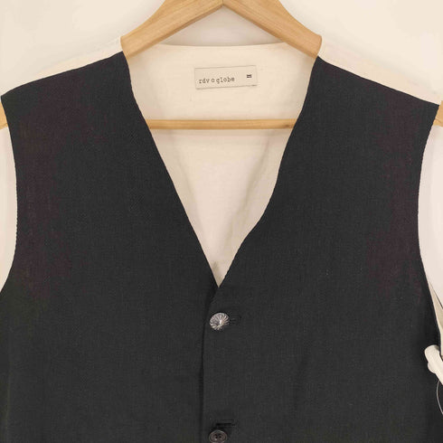 rdv o globe   麻 リネン コットン メタルボタン 4B  ベスト ジレ メンズ JPN:2