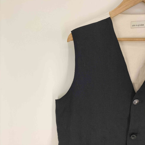 rdv o globe   麻 リネン コットン メタルボタン 4B  ベスト ジレ メンズ JPN:2