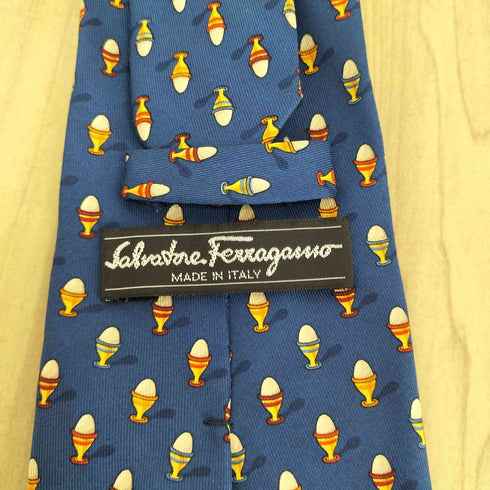サルヴァトーレフェラガモ Salvatore Ferragamo イラストデザインシルクネクタイ メンズ