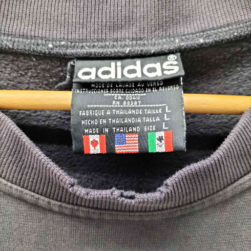 アディダス adidas 80-90S 万国旗 刺繍タグ センター トレフォイルロゴ 刺繍 スウェット トレーナー メンズ import:L