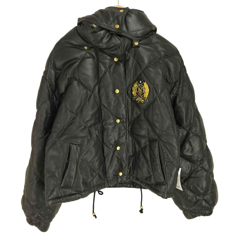 バレンザポースポーツ VALENZA PO SPORTS 羊革 パッチ レザー ダウン ジャケット レディース