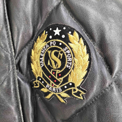 バレンザポースポーツ VALENZA PO SPORTS 羊革 パッチ レザー ダウン ジャケット レディース