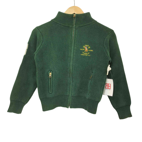 ポロバイラルフローレン Polo by RALPH LAUREN ワンポイント刺繍 ジップアップ コットンニット ドライバーズニット レディース 130