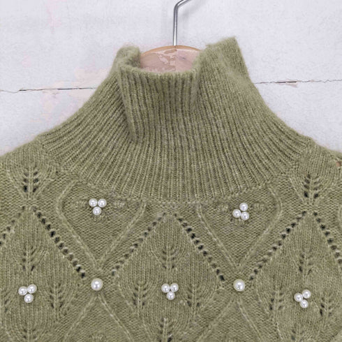 ザラ ZARA ビジュー装飾クロップドニット レディース S