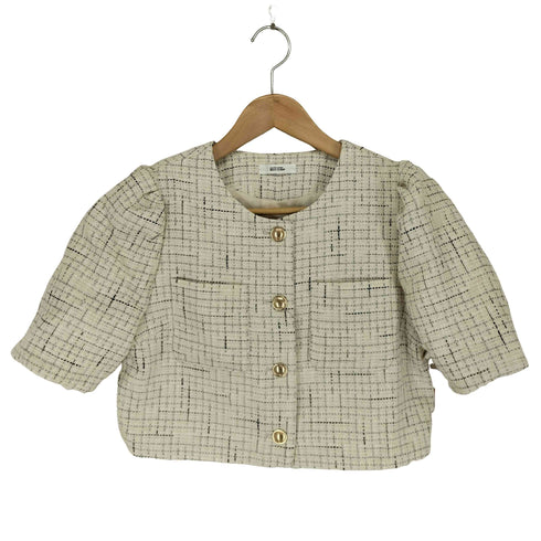 ナイスクラップ NICE CLAUP ツイード ショート ジャケット レディース F